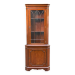 Vitrine d'angle encoignure anglaise victorienne en bois