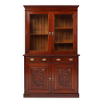 Vitrine ou bibliothque art nouveau en chne avec sculptures et porte vitre