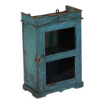 Vitrine bleu ancienne bois vieux teck piece et patine d'origine inde