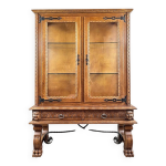 Vitrine en ch�ne sculpt�, style n�o - renaissance, xxe si�cle