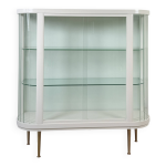 Vitrine � lattes vintage blanche sur pieds dor�s