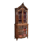 Vitrine ligeoise deux - corps en noyer, style rocaille, belgique fin xixe