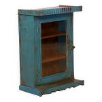 Vitrine murale art dco en teck birman patine bleue d origine