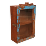 Vitrine murale en teck birman patine polychrome d origine