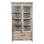 Vitrine  portes coulissantes en bois patin