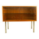 Vitrine  portes coulissantes, en teck, style vintage des annes 70