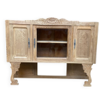 Vitrine vaisselier vintage en bois massif art dco 1950