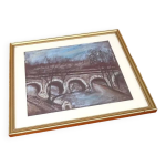 Vue sur le pont neuf paris, encadrement sous verre et bois doré Vue sur le pont neuf paris, encadrement sous verre et bois doré