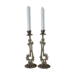 Wainberg - paire de chandeliers - bronze massif - brutaliste - isral