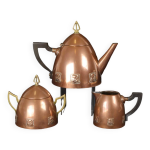 Wmf scession viennoise jugenstil service de 3 pcs dinanderie (cuivre rouge) art nouveau