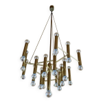 Xxl 60s 70s lustre sciolari brass avec 37 flammes