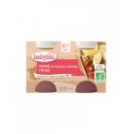 Babybio pomme fraise 6 mois et + bio 2 pots de 130 g - carton 2 pots de 130 g