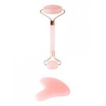 Brushworks rouleau rsine rose & gua sha - bote 1 rouleau + 1 gua sha