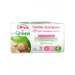 Love & green couches hypoallergniques 44 couches taille 2 (3 - 6 kg) - sachet 44 couches