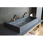 Livingroc double vasques en pierre va©ritable granit gris 100x46 looan Livingroc double vasques en pierre va©ritable granit gris 100x46 looan