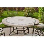Livingroc table de jardin ronde pierre mosaa¯que marbre 90 - 125 - 160 mexico Livingroc table de jardin ronde pierre mosaa¯que marbre 90 - 125 - 160 mexico