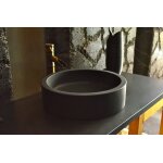 Livingroc vasque ronde pierre naturelle basalte noir rondo dark
