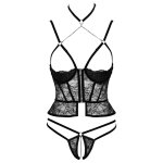 Abierta fina bustier ouvert noir