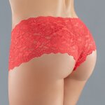 Allure panty ouvert en dentelle florale rouge rouge