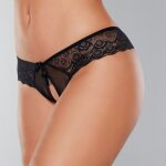 Allure panty ouvert en dentelle noire noir