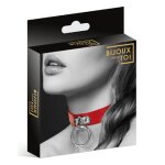 Bijoux pour toi collier en cuir rouge sm avec anneau mtal argent pour laisse rouge