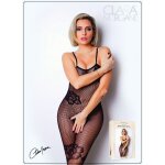 Clara morgane bodystocking rsille noire avec fine bretelles - le numro 6 noir