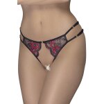 Cottelli lingerie culotte ouverte en fine dentelle florale rouge et noire