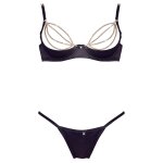 Cottelli lingerie soutien - gorge sexy demi - seins en satin avec chainette et string noir Cottelli lingerie soutien - gorge sexy demi - seins en satin avec chainette et string noir