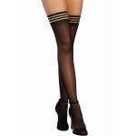 Dreamgirl bas fins nylon jarretires lastiques rayes noir