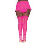 Dreamgirl bas nylon rose non coutures grande taille pour jarretelles rose neon