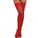 Dreamgirl bas rouges nylon autofixants jarretires dentelle - dg0005red rouge