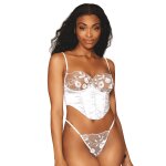 Dreamgirl bustier blanc avec armatures, en satin et dentelle florale blanc