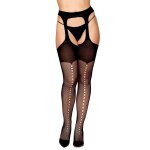Dreamgirl collant porte - jarretelles en fine rsille noire opaque noir