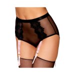 Dreamgirl culotte en rsille et dentelle noire avec jarretelles roses noir