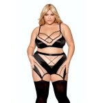 Dreamgirl ensemble grande taille avec soutien - gorge, jupe porte - jarretelles, string noir