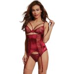 Dreamgirl ensemble lingerie soutien - gorge grenat armatures et ornements serre - taille jarretelles ...