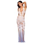 Dreamgirl robe bodystocking blanche sans couture avec motif de dentelle blanc / bleu