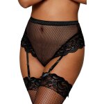 Dreamgirl string rsille taille haute avec porte - jarretelles noir noir