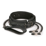 Easytoys fetish collection collier en cuir avec chaînes pour tétons Easytoys fetish collection collier en cuir avec chaînes pour tétons