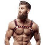 Fetish submissive attitude harnais poitrine bulldog en cuir cologique pour hommes noir / rouge