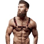 Fetish submissive attitude harnais poitrine en cuir cologique pour hommes noir / rouge