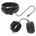 Fetish submissive bondage collier et menottes chaînes cuir végan Fetish submissive bondage collier et menottes chaînes cuir végan