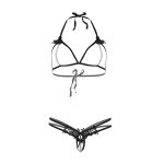 Legavenue open cup bra and pearl panty noir