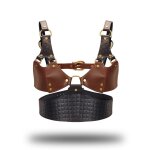 Liebe seele bustier en cuir - noir, marron & dor