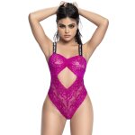 Mapal body string en dentelle florale rose et bretelles larges lastiques - mal8693hpk hot pink