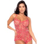 Mapalé combishort en dentelle transparente couleur cerise cerise Mapalé combishort en dentelle transparente couleur cerise cerise