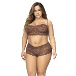 Mapalé ensemble 2 pièces en dentelle grande taille, top à bretelles et shorty couleur cacao cacao Mapalé ensemble 2 pièces en dentelle grande taille, top à bretelles et shorty couleur cacao cacao