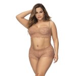 Mapalé ensemble 2 pièces en dentelle grande taille, top à bretelles et shorty couleur taupe taupe Mapalé ensemble 2 pièces en dentelle grande taille, top à bretelles et shorty couleur taupe taupe
