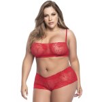 Mapal ensemble lingerie, grande taille, rouge top bustier et shorty dentelle - mal206xred rouge
