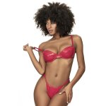 Mapal ensemble lingerie sexy en vinyle rouge avec soutien - gorge et string rouge